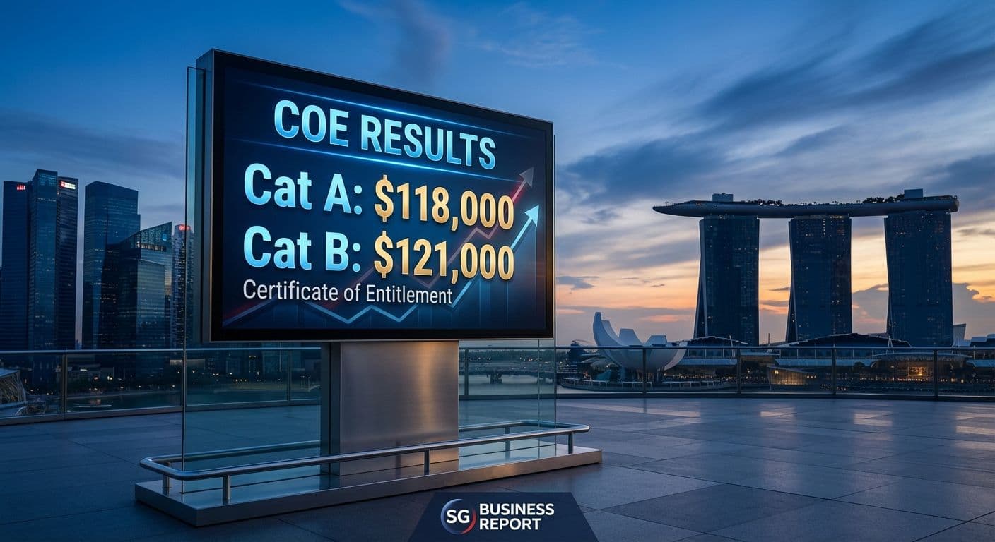 COE Results May 2026 — Exercise 1: Cat A rises to $124,790, Cat B at $126,236